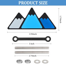 Tri-Color Car Emblem for Mesh Gille,Waterproof Car Emblems and Badges with Triangle Mountain Design,Cool Car Badges Front Grill Emblem,Cute Car Accessories for Women & Men (Blue)