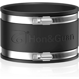 Hon&Guan 150 mm Flexible Rubber Sleeve Rubber Coupling with Two Stainless Steel Clamps, Noise-Reducing Cuff Odourless, Pipe Connector for Pipe Fan, Carbon Filter, Rigid Pipe, Steel Pipe