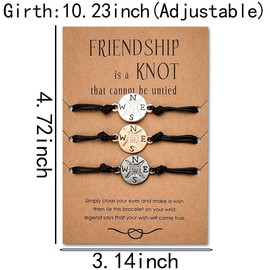 Best Friend Friendship Gifts for Friends Compass Bracelets for 3 Sisters Birthday Gifts from Sisters Matching Bracelets for 3 Friends Besties Long Distance Friendship Gifts for Men Women