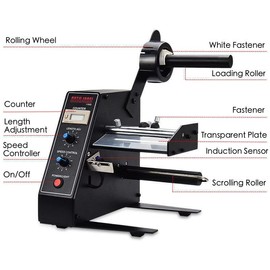 Automatic Label Dispenser, Automatic Label Separator, Automatic Label Stripper 110V Speed Adjustable Electric Label Machine Auto Counting 0-999999 for Label Width 4-140mm