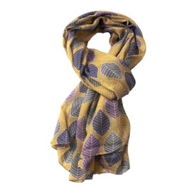 GFM® Leaves Print Summer Scarf -LL-11-Leaves-Mustard-(FLD)(PSCF-FP-LL-1111-MTD)