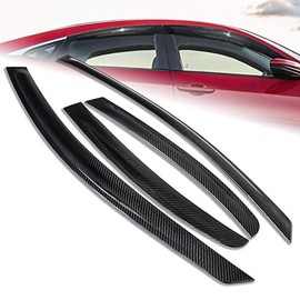 EPARTS 4 Pieces Carbon Fiber Side Window Deflector Sun Rain Weather Window Visor Shield Shade Compatible with 2016-2019 Honda Civic 4 Door