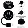 Whaline 6Pcs Black Smile Face Straw Covers 0.4 Inch Silicone