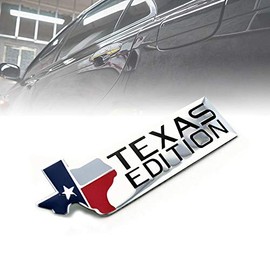 TEXAS EDITION Emblem Badge Tailgate Universal Stick-On (Chrome/Black)