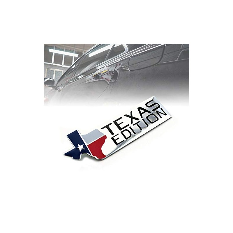 TEXAS EDITION Emblem Badge Tailgate Universal Stick-On (Chrome/Black)