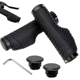 2PCS Bike Grips, Bicycle Handlebar Grips Anti-Slip Rubber Double Aluminum Clamp Lock On 136MM Length Covers 2PCS Bicycle Handlebars and a Allen Wrench Come With for MTB BMX Mountain Bike Black