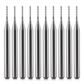 10 Pack Carbide End Milling Engraving Bits, 1/8 inch Shank CNC Bit Set for PCB SCM Circuit Board Plastic Fiber Wood Rotary Drilling Tool Accessory, 0.8x5.5mm