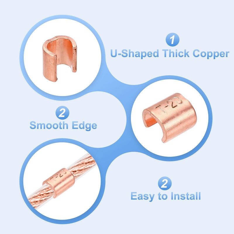 sourcing map U-Shaped Copper Crimping Terminal Connector 9/16" - 13/16"(14-20mm)