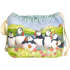 Emma Ball Drawstring Bag 39 x 31 cm Puffin and Sea Thistle, multicoloured