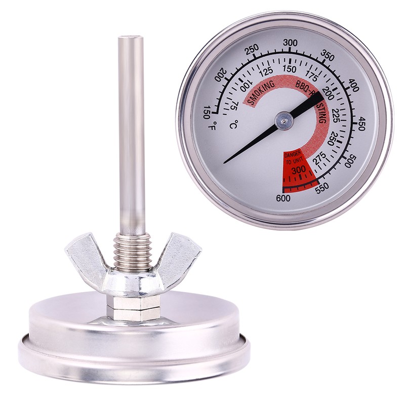 Stainless Steel 75℃-300℃ BBQ Grill Smoker Thermometer Temperature Meter Tester