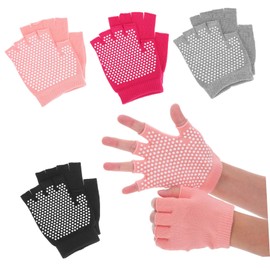 Mikinona 4Pairs Women Fingerless Slip Yoga Gloves Lightweight Hand Protectors for Dance Fitness and Workout for Cycling Climbing and Grey