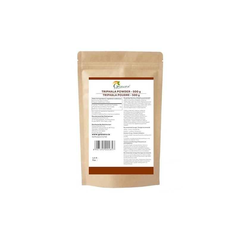 Grenera Triphala Powder 17.6 Ounce /500 gram-Made with Amalaki, Bibhitaki,
