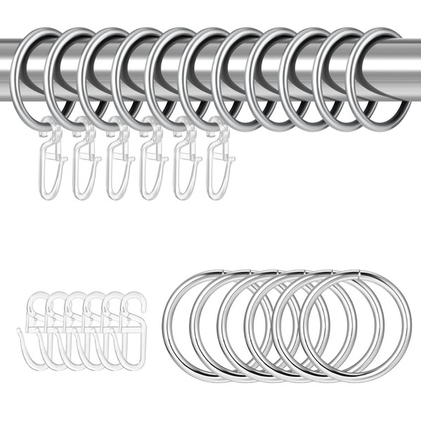 Dacitiery Pack of 30 Curtain Rings, Metal Curtain Rings with