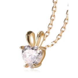 Womens Moissanite Heart Everyday Necklace Gold Plated 925 Sterling Silver Imitation Diamond Solitaire Necklace