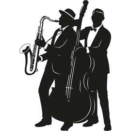 SP13047 Jazz Music Band Saxophone Stand Up Bass Silhouette Cardboard Cutout Standee Standup