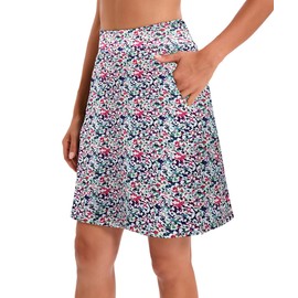 Jhsnjnr Women's Tennis Skirt Casual Knee Length Golf Skirts with Pockets Workout Athletic Skort