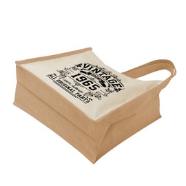 60th Birthday Tote Bag Gifts for Women - Cotton Jute Shoulder Bag, Reusable Bags for Shopping, Gift bags, Book Bag, Travel Bag, Shopper Bags - Original Parts 1965 - NAT-L