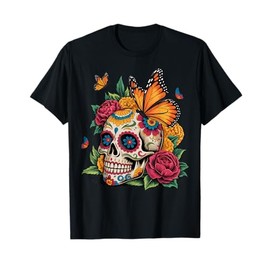 Dia de Los Muertos Floral Sugar Skull Gothic Day of The Dead T-Shirt
