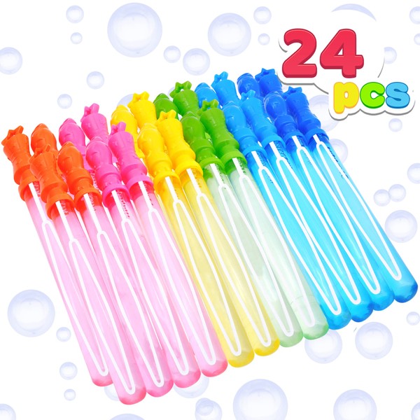 JOYIN 24 Pack 14’’ Bubble Wands Assortment, 6 Colors Biggest Bubble Wands Party Favors Kids Summer Toys Outdoor Play Toys Games Christmas Birthday Party