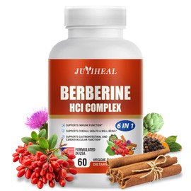 JUYIHEAL Berberine with Ceylon Cinnamon, Turmeric, Milk Thistle, Artichoke, Black Pepper, Berberine Supplement for Support Immune System - 60 Capsules Berberine HCI