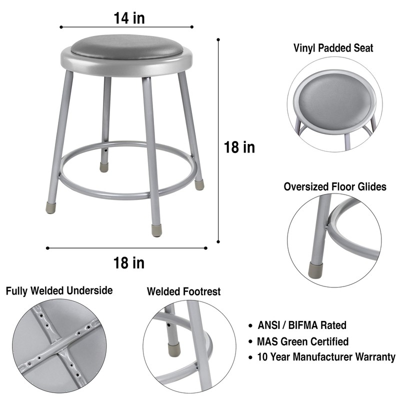 OEF Furnishings OEF6418/2 Premium Commercial-Grade All-Purpose Round Stool (18-inch Height,