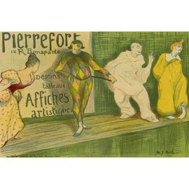 WONDERFULITEMS PIERROT CLOWN THEATRE SHOW FRANCE FRENCH 20" X 30" IMAGE SIZE VINTAGE POSTER REPRO ON CANVAS SHIPPED ROLLED UP. wa036