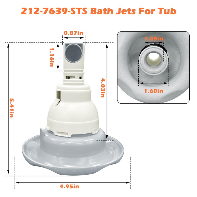 ulapithi 212-7639-STS Bathtub Hot Tub Jets Replacements 5" Spa Hot