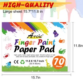 AROIC 70 Sheets Finger Paint Paper 11.8 x 15.7 inches, Paint Pad for Kids, Fingerpaint Paper For Toddlers And Kids, Kids Art Supplies, Art Paper Construction Paper for Finger Painting, Drawing