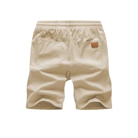 Jmierr Men's Summer Chino Shorts, Cotton, Elastic Waist, with Pockets, beige