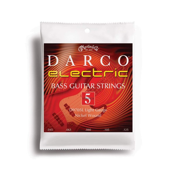 Martin Guitar Darco Electric Bass D9705, Light-Gauge Nickel/Steel Bass Guitar Strings, 5-String
