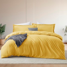 Hearth & Harbor Cal King Comforter Set Yellow, 8 Pieces Double Brushed Bedding Set, All Season Bed Set with Comforter, Duvet Cover, Sheets, Pillowcases & Shams