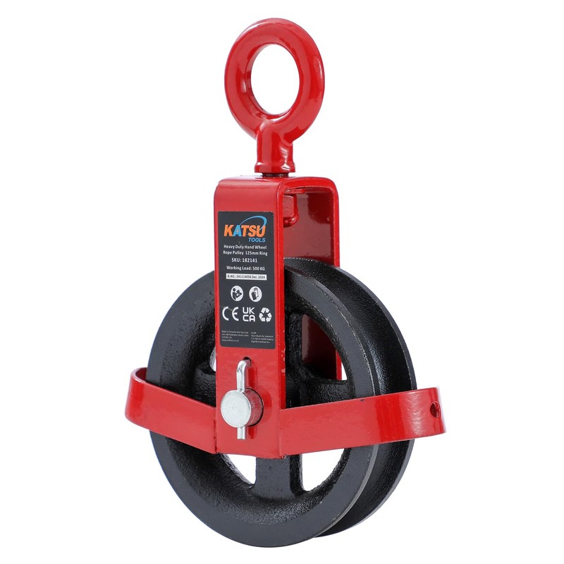 KATSU Tools Gin Wheel 125mm with Swivel Eyebolt Scaffolding Pulley