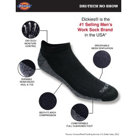 Dickies Men's Dri-Tech Moisture Control 6 Pairs Low Cut Socks, Black, Shoe Size: 6-12