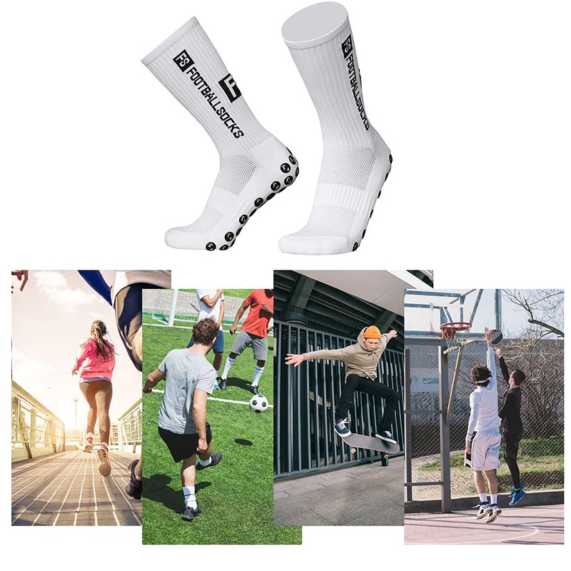 Lixada Soccer Socks, Set of 3, White + Blue +