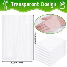 6 Pcs Plant Covers Freeze Protection Winter Plant Film Cover Plastic Clear Plant Shelter Bags Waterproof Frost Cloth for Outdoor Plants Greenhouse Garden Rain Frost Protection (39.4 x 59 Inch)