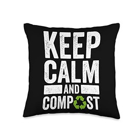Expert Compost Worker Composter Composting Graphic Keep Calm Expert Composting Worm Lover Throw Pillow, 16x16, Multicolor