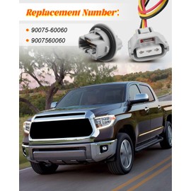 Front Turn Signal Light Wiring Harness Socket Adapter 2PCS Fit for Toyota Tacoma 4Runner Solara Camry GAS -cc Tundra Sequoia Corolla Highlander GAS -cc Highlander ELECTRIC/GAS -cc Replace 9007560060