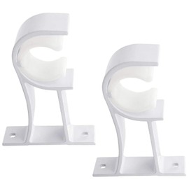 Curtain Rod Bracket, White Curtain Rod Holders Heavy Duty Curtain Rod Hooks for Wall, 2 Pack Curtain Rod Hangers Supports Hardware for 1 Inch to 1 1/4 Inch Curtain Rods, Easy to Install