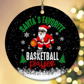 Sportyzen 2024 Christmas Ornament - Santa's Favorite Basketball Player Ceramic Ornament, Tree Decor Gifts for Basketball Player, Gift-Ready Keepsake for Basketball Enthusiasts, Family, Friends
