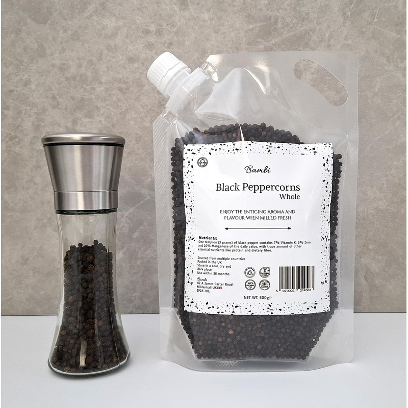 Bambi Black Peppercorns Whole 500g | Grinder Refill (500g)