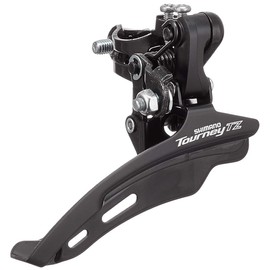 Shimano Tourney/TY FD-TZ500 6-speed MTB front derailleur, down swing, top pull, 28.6mm, 66-69, 42T black/silv