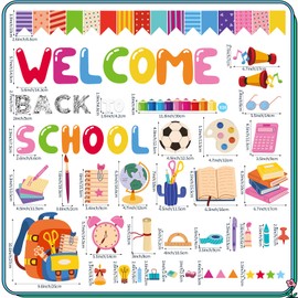 85 Pcs Welcome Back to School Bulletin Board Colorful Classroom Bulletion Cutouts Decorations Kits First Day of School Board Cutting Decor for Return to School Classroom Teacher Home Wall Decor