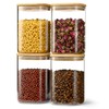 D2scrma 41oz Airtight Glass Square Storage Canister with Bamboo Lid