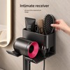 Wall-Mounted Hair Dryer Holder for Bathroom Organization – No-Drill Aluminum