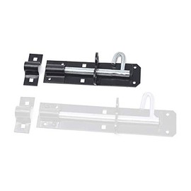 ZEROplus Mild Steel Brenton Pattern Padlock Bolt, for Garden Gates, Sheds (152mm, Black Japanned)