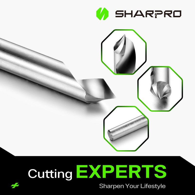 SHARPRO Chamfer Router Bits V Groove O Flute Spiral Router