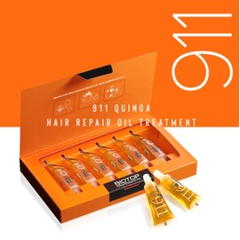 Biotop Professional 911 Quinoa Hair Repair Oil - Heat Protectant + Deep Conditioning Hair Treatment - Hair Care Ampoules for Damage - Combats Frizzy Hair (0.37 fl oz/11 ml each, 6 Count)