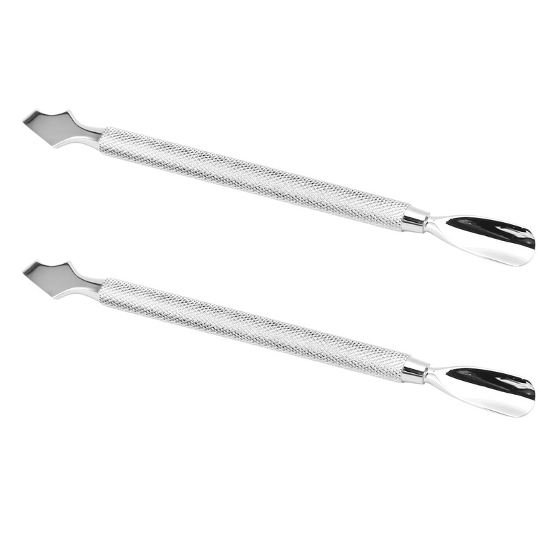 2Pcs Dual Ended Cuticle Pusher Stainless Steel Multipurpose Portable Cuticle