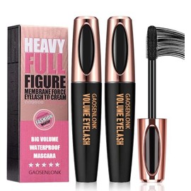 2 Pack 4D Silk Fiber Lash Mascara, Long Lasting Eyelashes, Lengthening and Thick, Waterproof & Smudge-Proof, All Day Exquisitely Full
