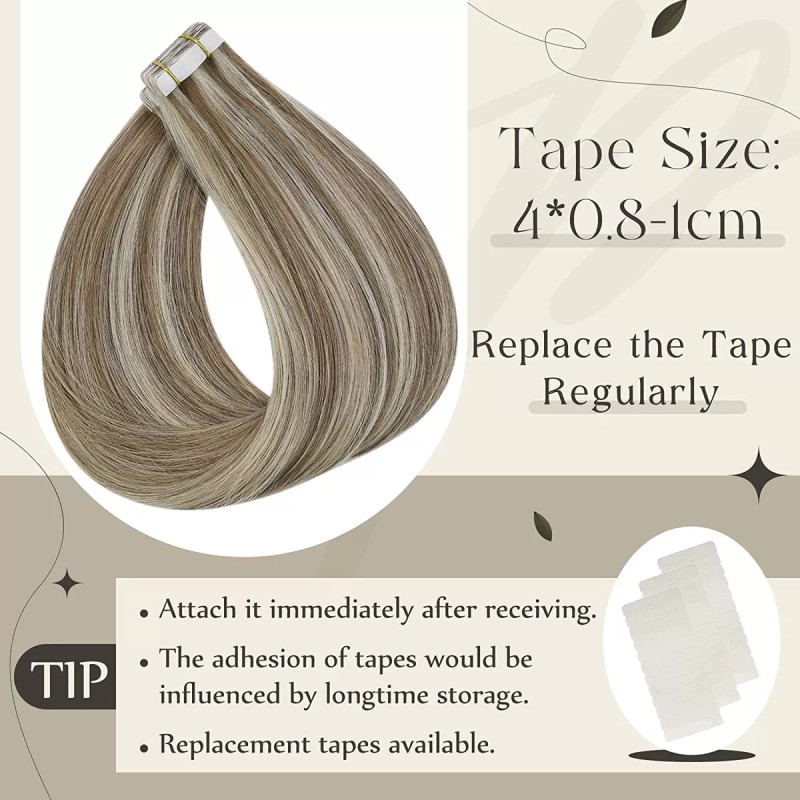 Full Shine Extensiones Cabello Humano 8 Ceniza Marrón Resalta 14in